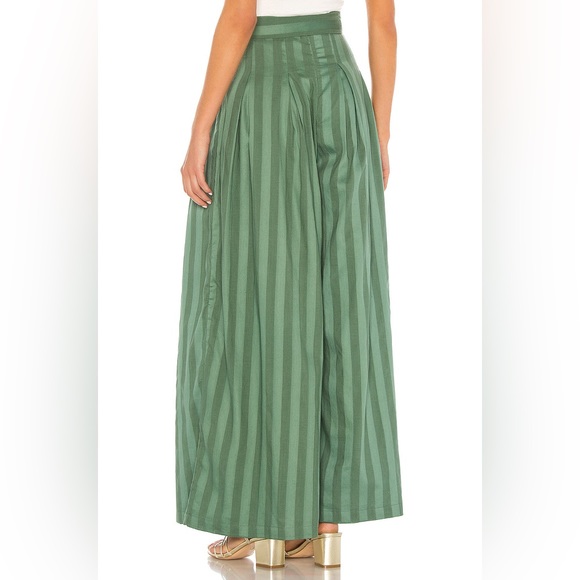 TULAROSA Revolve Kade Pant Green Striped Pleated Wide Leg Trousers Size Small - Picture 4 of 16